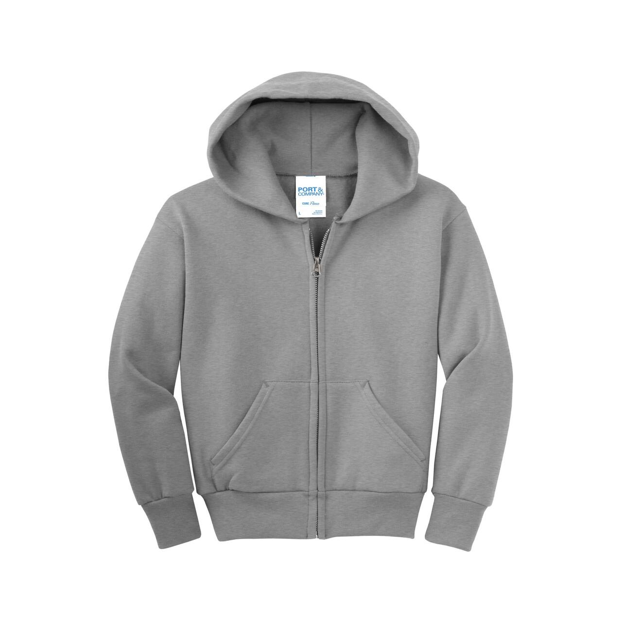 Port & Company® Youth Core Fleece Full-Zip Hooded Sweatshirt